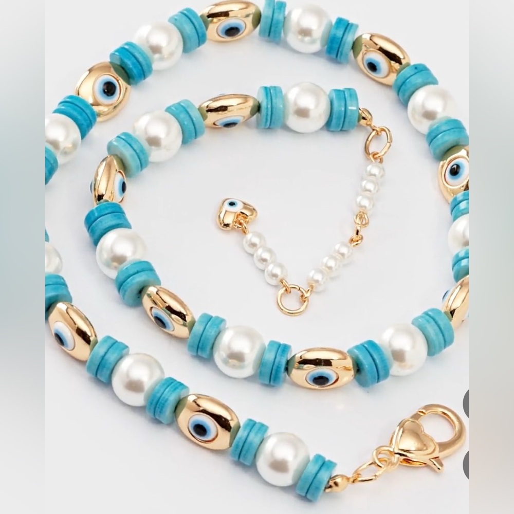 Lindsay beaded necklace, evil eye - Picture 2 of 10